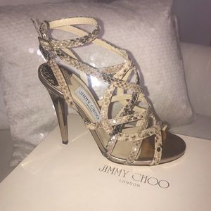 Like New Jimmy Choo Python Leather Strappy Sandals
